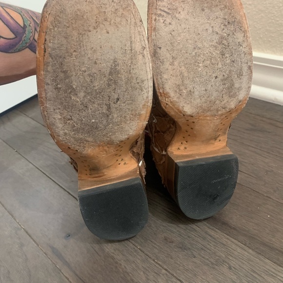 Pink and Tan Women's Natural Exotic Arapaima Western Boots - Picture 5 of 5